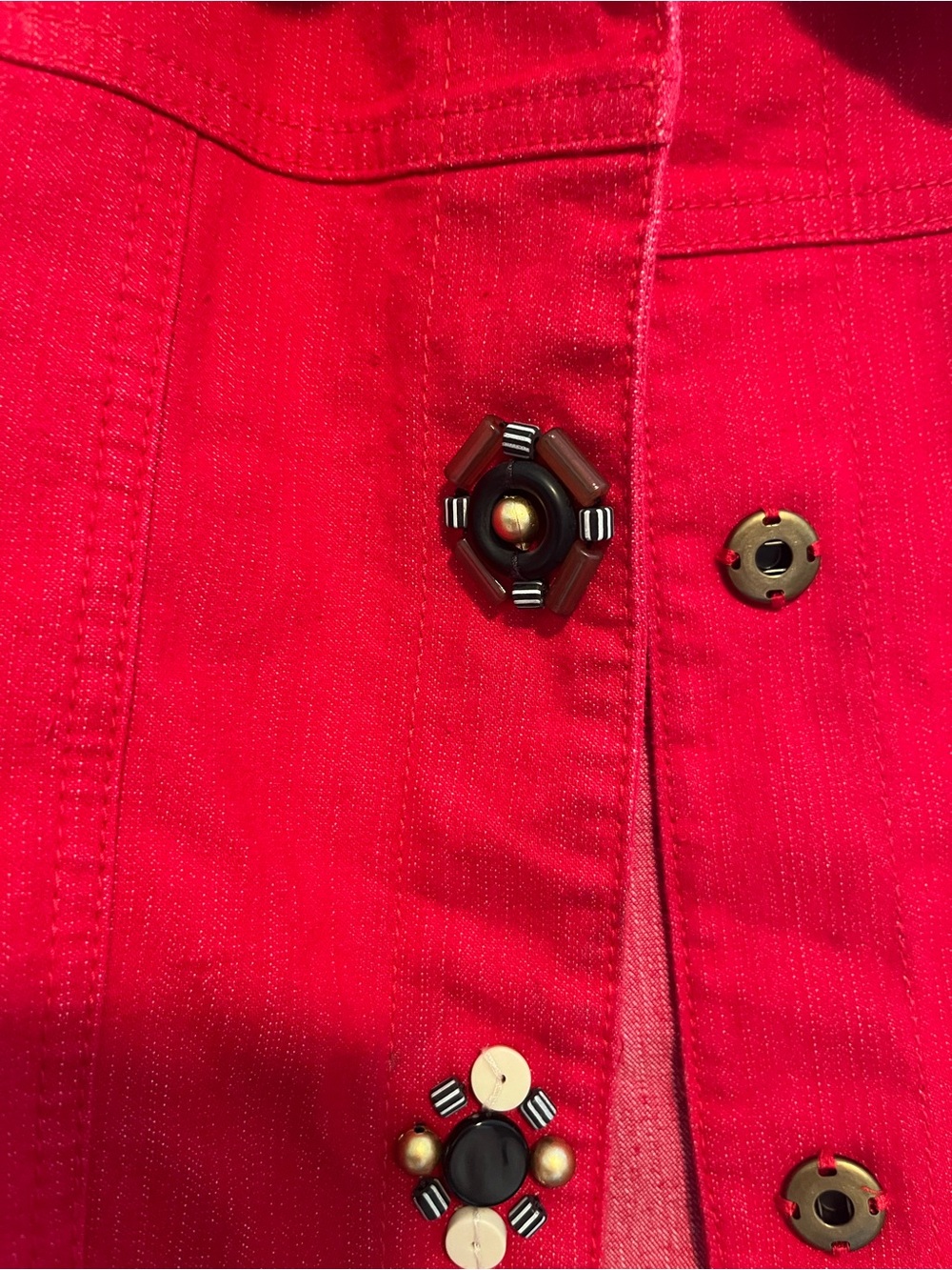 Ruby Red Jacket with Decorative Buttons - Picture 3 of 10